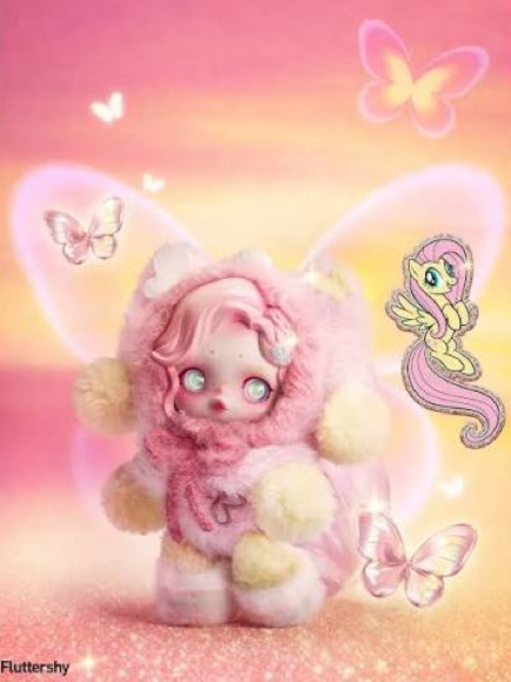 Popmart Skullpanda My Little Pony Plush Pendant Fluttershy